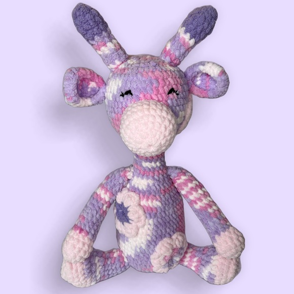 Handmade Crochet Flower Giraffe Plushie Large Handcrafted Stuffed Animal - Picture 2 of 9